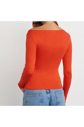تیشرت قرمز زنانه Fitted Drappe - کد 901817277