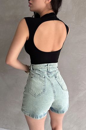 بلوز مشکی زنانه یقه دگاژه DENİKK - کد 901855546