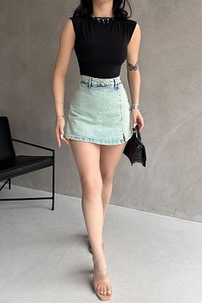 بلوز مشکی زنانه یقه دگاژه DENİKK - کد 901855546