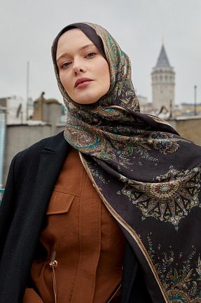 شال قهوه ای زنانه Poly Twill Levidor - کد 901874621