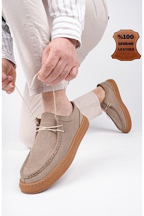 کفش کژوال بژ مردانه چرم خالص Muggo - کد 896021847