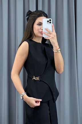 بلوز مشکی زنانه هندسی Serica Moda - کد 901878196