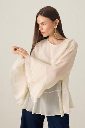 بلوز بژ زنانه ساده Setre - کد 900618395