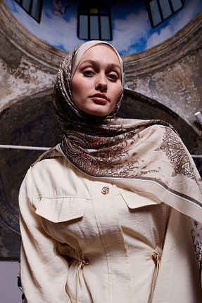 شال قهوه ای زنانه Poly Twill Levidor - کد 901884677