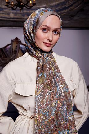 شال قهوه ای زنانه Poly Twill Levidor - کد 901877291