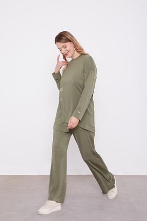 ست بالاتنه و پائین تنه حجاب خاکی زنانه رگولار Levidor - کد 887643354