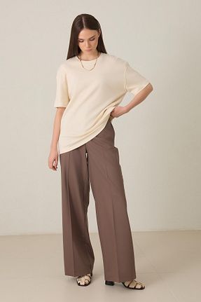 تیشرت بژ زنانه رگولار Setre - کد 901878275