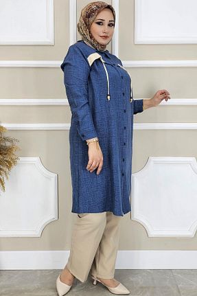 تونیک حجاب سرمه ای زنانه پنبه ای PYS - کد 901900059