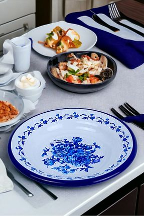 بشقاب آبی مینا İnci Emaye - کد 784852383
