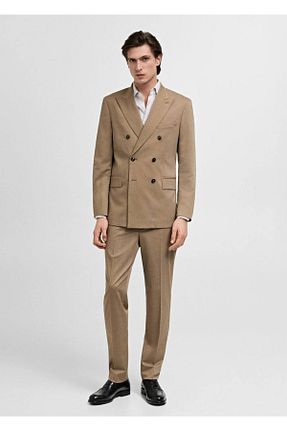 کت قهوه ای مردانه اسلیم MANGO Man - کد 901927053