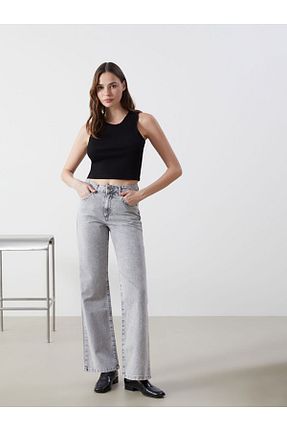 شلوار جین طوسی زنانه پاچه گشاد LC Waikiki - کد 925068375
