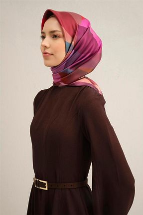 روسری زرشکی کرپ ساتن ابریشم Armine - کد 901951140