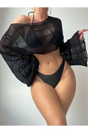 بلوز مشکی زنانه Ajurlu YUGA KNİTTİNG - کد 901952379