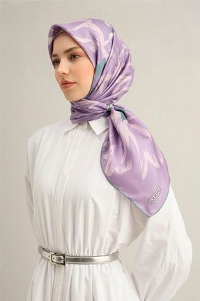 روسری بنفش کرپ ساتن ابریشم Armine - کد 900828699