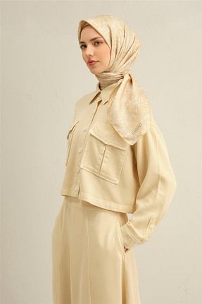 روسری زرد کرپ ساتن ابریشم Armine - کد 900773770