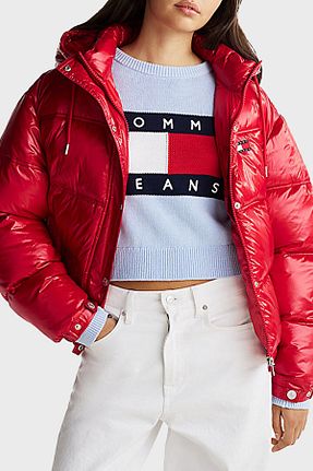 کاپشن قرمز زنانه رگولار Tommy Jeans - کد 901964387