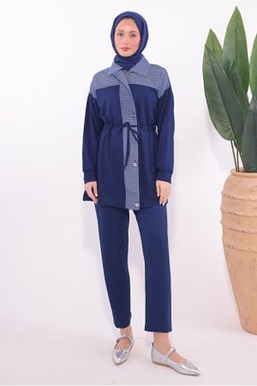 ست بالاتنه و پائین تنه حجاب سرمه ای زنانه رگولار TRENDTESETTÜR - کد 901986368