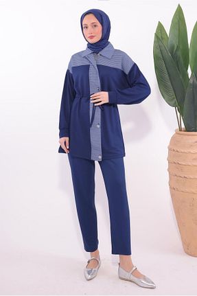ست بالاتنه و پائین تنه حجاب سرمه ای زنانه رگولار TRENDTESETTÜR - کد 901986368