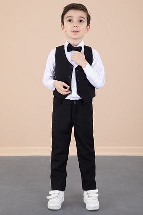 کت و شلوار مشکی بچه گانه یقه نوک تیز Cansın Mini - کد 903237053