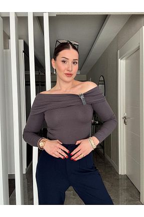 بلوز طوسی زنانه ساده TubaEKEN - کد 902027159