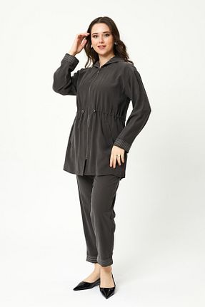 ست بالاتنه و پائین تنه حجاب طوسی زنانه Relaxed Jupe - کد 902009491