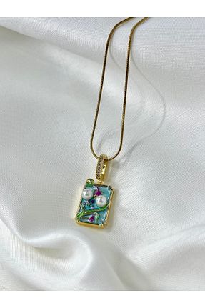 گردنبند استیل ( فولاد ) آبی زنانه سنگ طبیعی Elifsu Jewelry - کد 902033841