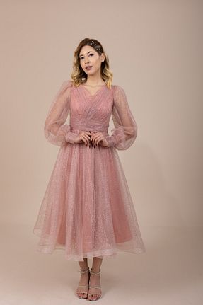 لباس مجلسی و فارغ التحصیلی صورتی زنانه توری berissima bride - کد 796162900
