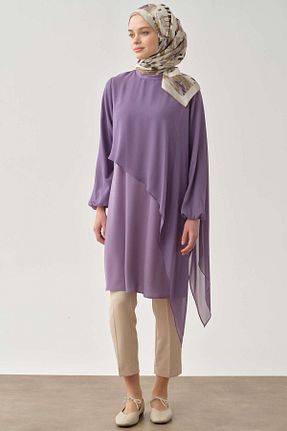 تونیک حجاب بنفش زنانه پلی استر Tuğba - کد 904056486