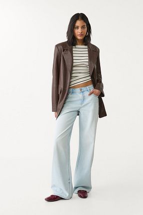 شلوار جین آبی زنانه پاچه گشاد Stradivarius - کد 902048795
