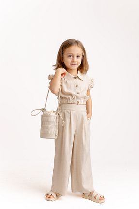 شلوار بژ بچه گانه مخلوط کتان Oliven The Kid - کد 683460113