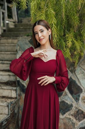 لباس مجلسی و فارغ التحصیلی زرشکی زنانه شیفون berissima bride - کد 732153068