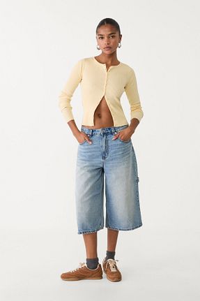 شلوارک و برمودا آبی زنانه پنبه ای Stradivarius - کد 902063927