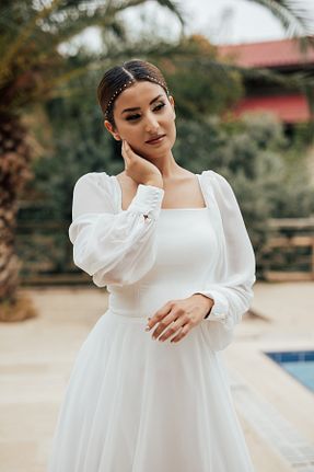 لباس مجلسی و فارغ التحصیلی سفید زنانه شیفون berissima bride - کد 456983674