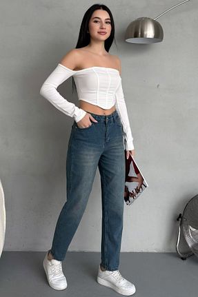 شلوار جین آبی زنانه پاچه بدون کش MissKybele - کد 902079641
