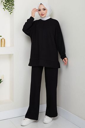 ست بالاتنه و پائین تنه حجاب مشکی زنانه رگولار hafsamina - کد 902078219