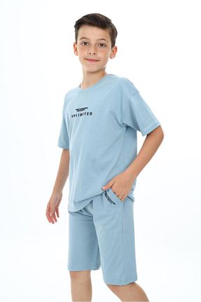 ست بالاتنه و پائین تنه آبی بچه گانه بافت SEF CLOTHING - کد 925279842