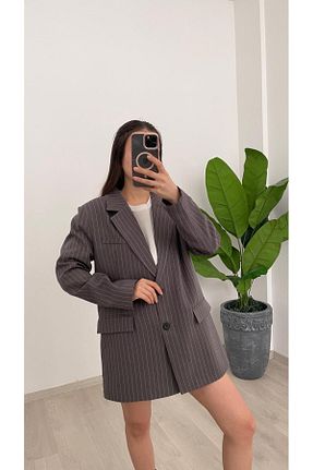 کت قهوه ای زنانه گشاد Nazline - کد 902099321