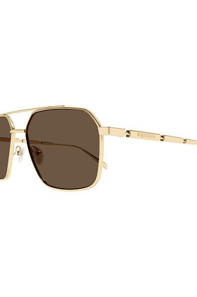 عینک آفتابی طلائی مردانه 59 ALEXANDER MCQUEEN - کد 902120065