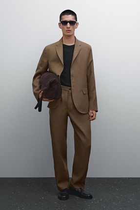 کت بلیزر طوسی مردانه کتان Massimo Dutti - کد 894888677