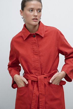 ترنچکت قرمز زنانه پنبه ای Massimo Dutti - کد 899542587