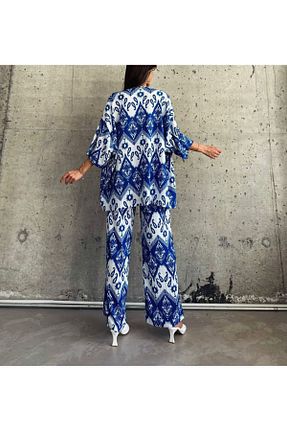 ست بالاتنه و پائین تنه آبی زنانه بافتنی BELLA FASHION - کد 902196124