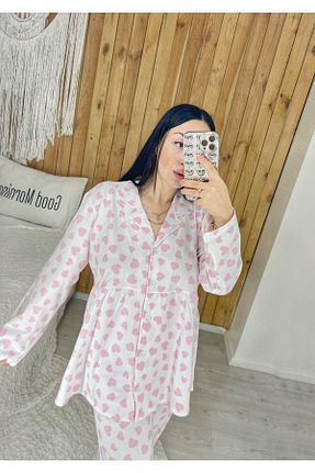 ست لباس راحتی بارداری سفید زنانه پنبه ای Pijamapartisi - کد 891368128