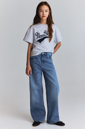 شلوار جین آبی بچه گانه پاچه گشاد H&M - کد 859089118