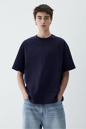 تیشرت آبی مردانه یقه بند دار H&M - کد 854148964
