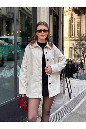 پیراهن طوسی زنانه اورسایز FERZOLAİO - کد 924320349
