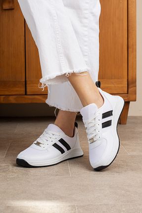 کفش اسنیکر سفید زنانه بند دار galya shoes - کد 896530228