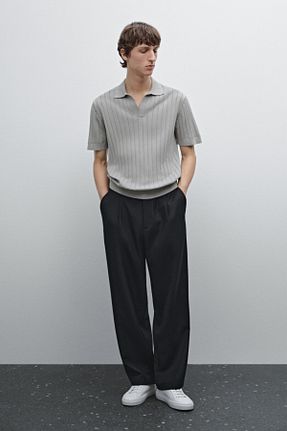 پولوشرت طوسی مردانه پنبه ای Massimo Dutti - کد 893729624