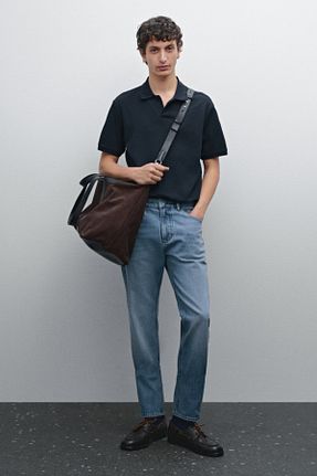 پولوشرت سرمه ای مردانه پنبه ای Massimo Dutti - کد 888337184
