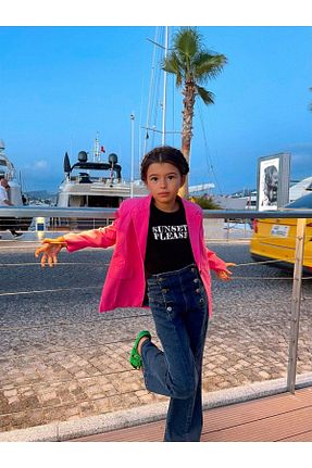 ست بالاتنه و پائین تنه صورتی بچه گانه جین Hilal Akıncı Kids - کد 356584872