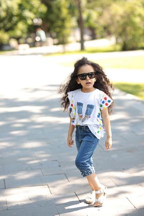 ست بالاتنه و پائین تنه زرد بچه گانه جین Hilal Akıncı Kids - کد 119354257